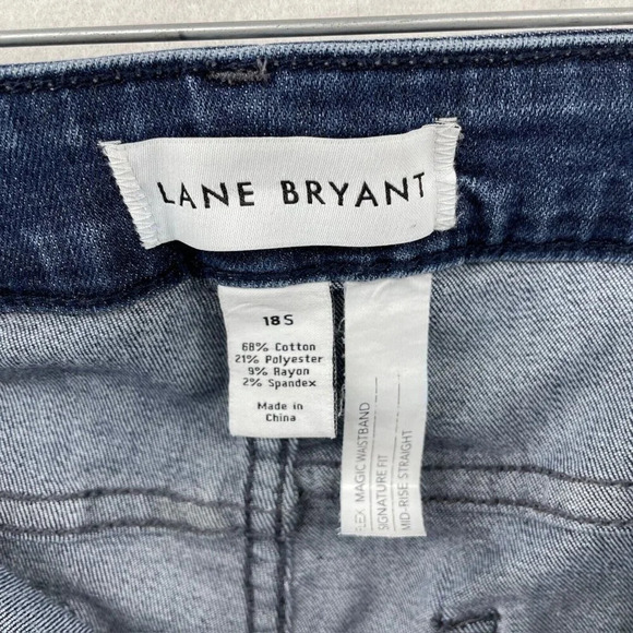 Lane Bryant Pants Women's 18S Blue Denim Flex Magic Waistband Midrise Straight - Picture 8 of 9